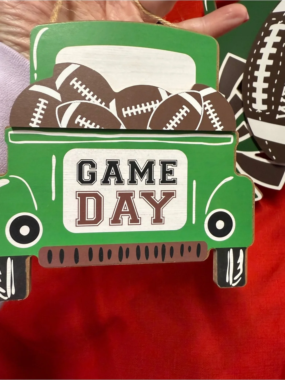 Hobby Lobby Green and Brown Game Day Football Door Hanger Set Welcome Tailgate
